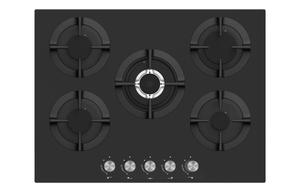 Prima PRGH226 70cm Gas on Glass Hob - Black Glass